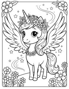 dibujo-unicornio-para-colorear-corona