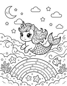 dibujo-unicornio-para-colorear-arcoiris-sirena