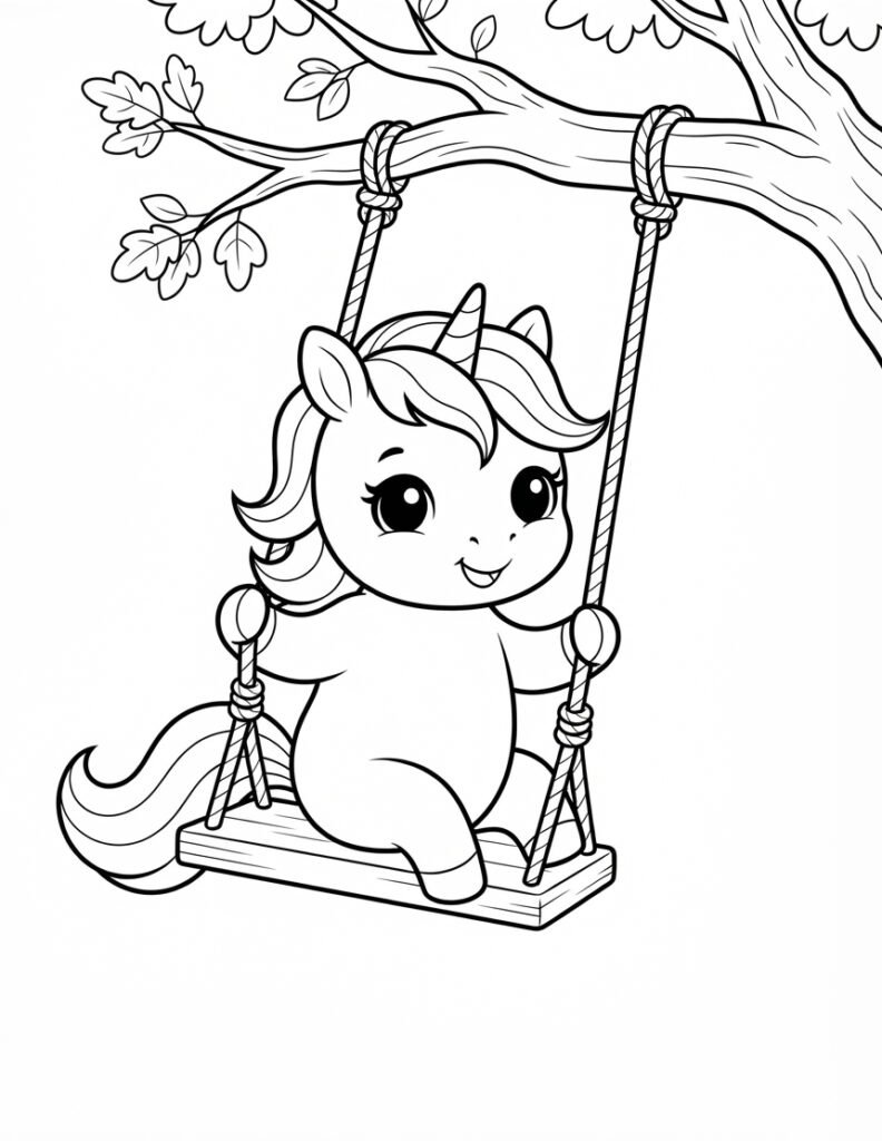 Dibujos de Unicornios Kawaii para Colorear Gratis