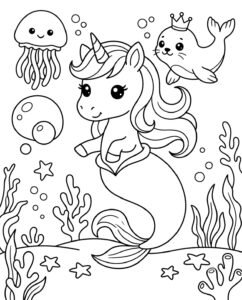 dibujos de unicornio sirena