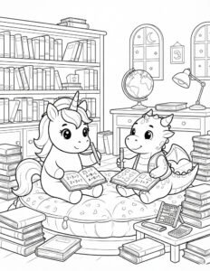 Dibujos de Unicornios y Dinosaurios para Colorear Gratis e Imprimir