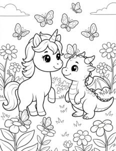 Dibujos de Unicornios y Dinosaurios para Colorear Gratis e Imprimir